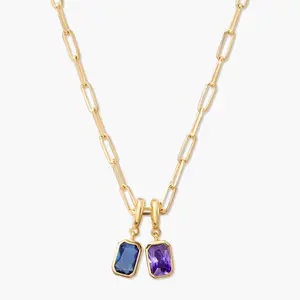 Mackenzie Two Birthstone Necklace in Gold & Silver Mackenzie Two Birthstone Necklace in Gold & Silver