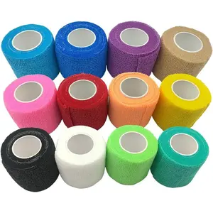 Rainbow Pack of Athletic Tape for Sports,Wrist,Ankle Self Adherent Cohesive Wrap Bandages 2 Inches X 5 Yards, First Aid Tape, Elastic Self Adhesive Tape (12count)