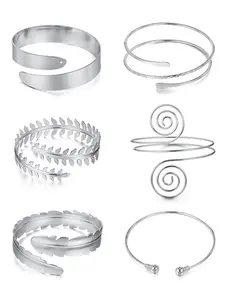 Simple Mixed Geometric Design Arm Cuff Bangle, Mixed Texture Cuff, 2025 New Style Fashionable Arm Cuff for Women & Men, Trendy All-match & Exquisite Jewelry for Birthday Gift, Stainless Steel Bracelet, Stackable Bracelets, Trendy Jewellery Accessories