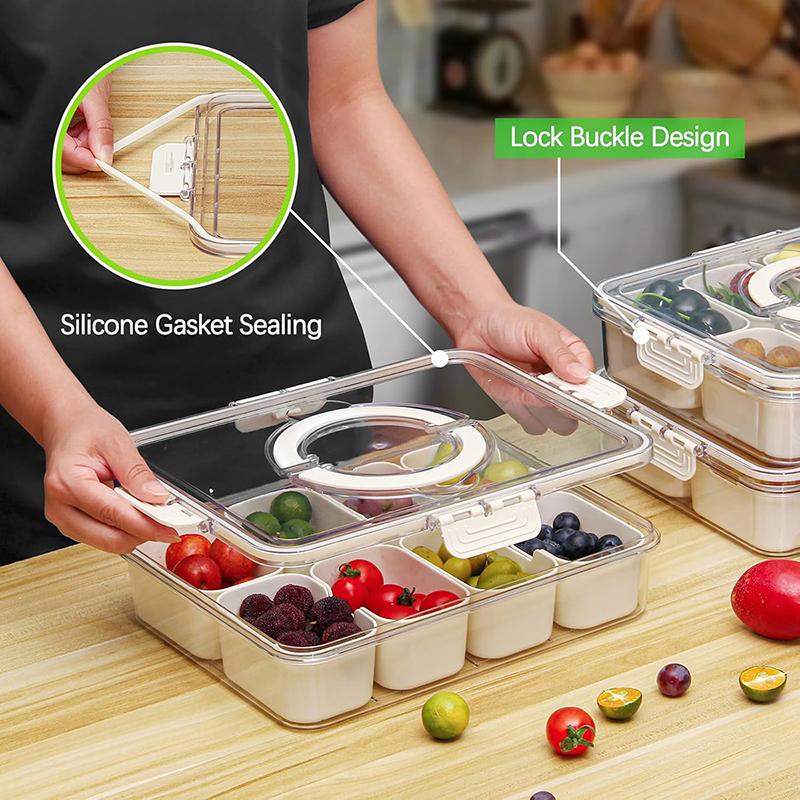Refrigerator Transparent Storage Box Multifunctional Airtight Food Container Stackable Fruit Vegetable Egg Seasoning Organizer Portable Food Storage Box for Travel Outdoor Kitchen Home Daily Use