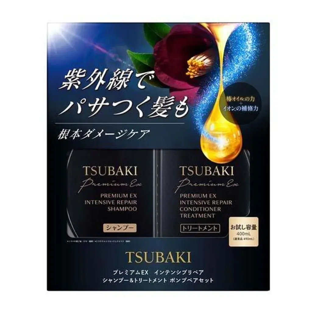 Shiseido Tsubaki Premium EX Ionic Repair Shampoo & Treatment Set, Luxurious Moisture Boost for Damaged Hair, For Smooth & Glossy Results - 800ml Bottles, Luxurious Beauty