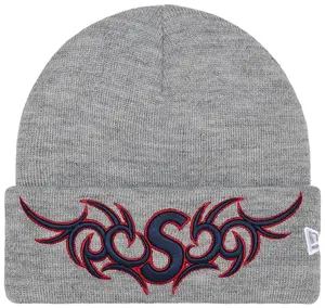 Supreme New Era Tribal S Logo Beanie Heather Grey