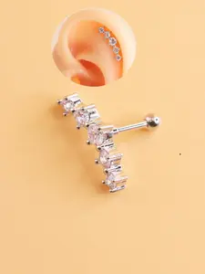 16g Helix Piercing Earrings, Curved Star Design Cartilage Earrings, Stud Earring Jewelry, Fashionable Earrings for Women & Girls, Trendy All-match & Exquisite Jewelry for Birthday Gift, Helix Pierced Earring