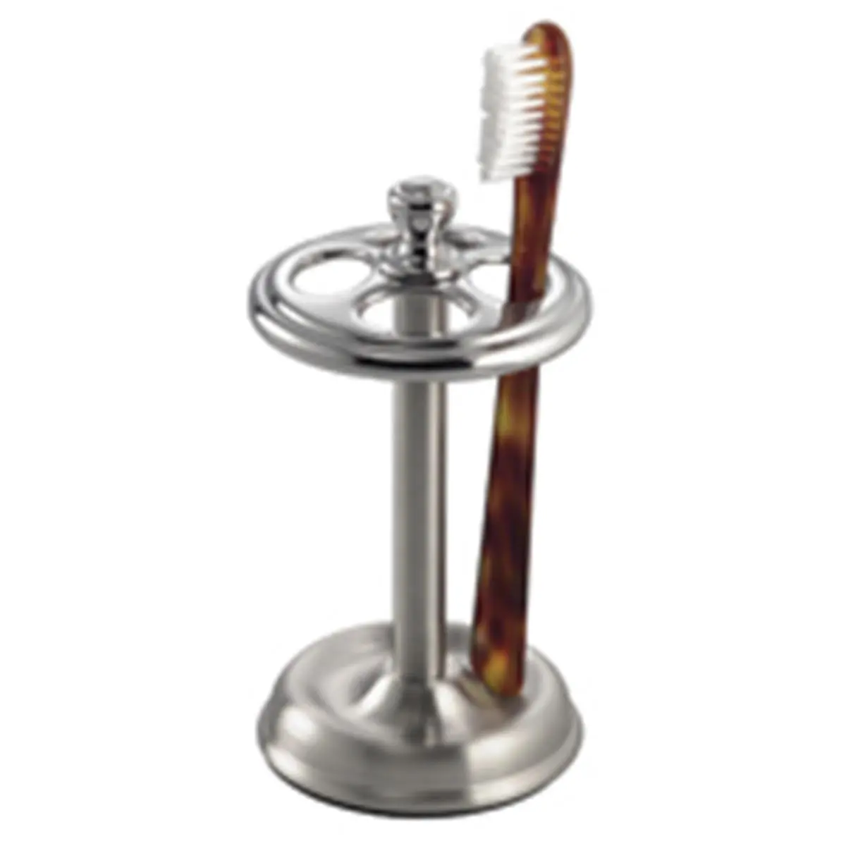 212 MAIN Freestanding Stainless Steel Toothbrush Holder (10.7x13.7x6.3in) - Brushed Polished Accents, Non-Slip Base, Extra Support, Multi-Section, Space-Saving Countertop Bathroom Organizer (Model 76250) | Metal Stand, Stand Up Brush Toothbrush Holders