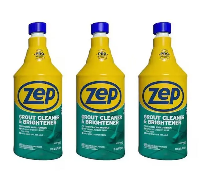 ZEP 32 fl. oz. (3 Pack) Grout Cleaner and Brightener Household, Industrial Grout Cleaner, Commercial Grout Brightener, Deep-Seated Stain Remover, Grout Color Restorer, Renew Old Grout, Safe on Tile Surface, Heavy-Duty Acid Cleaner.