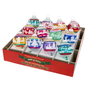 Christopher Radko 12-Count 1.75 in Signature Flocked Round Balls, Festive Home Decor Ornaments, Christmas Ornaments with Whimsical Charm