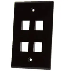 212 MAIN 4-Port Single Gang Keystone Wall Plate, Black, Indoor Use