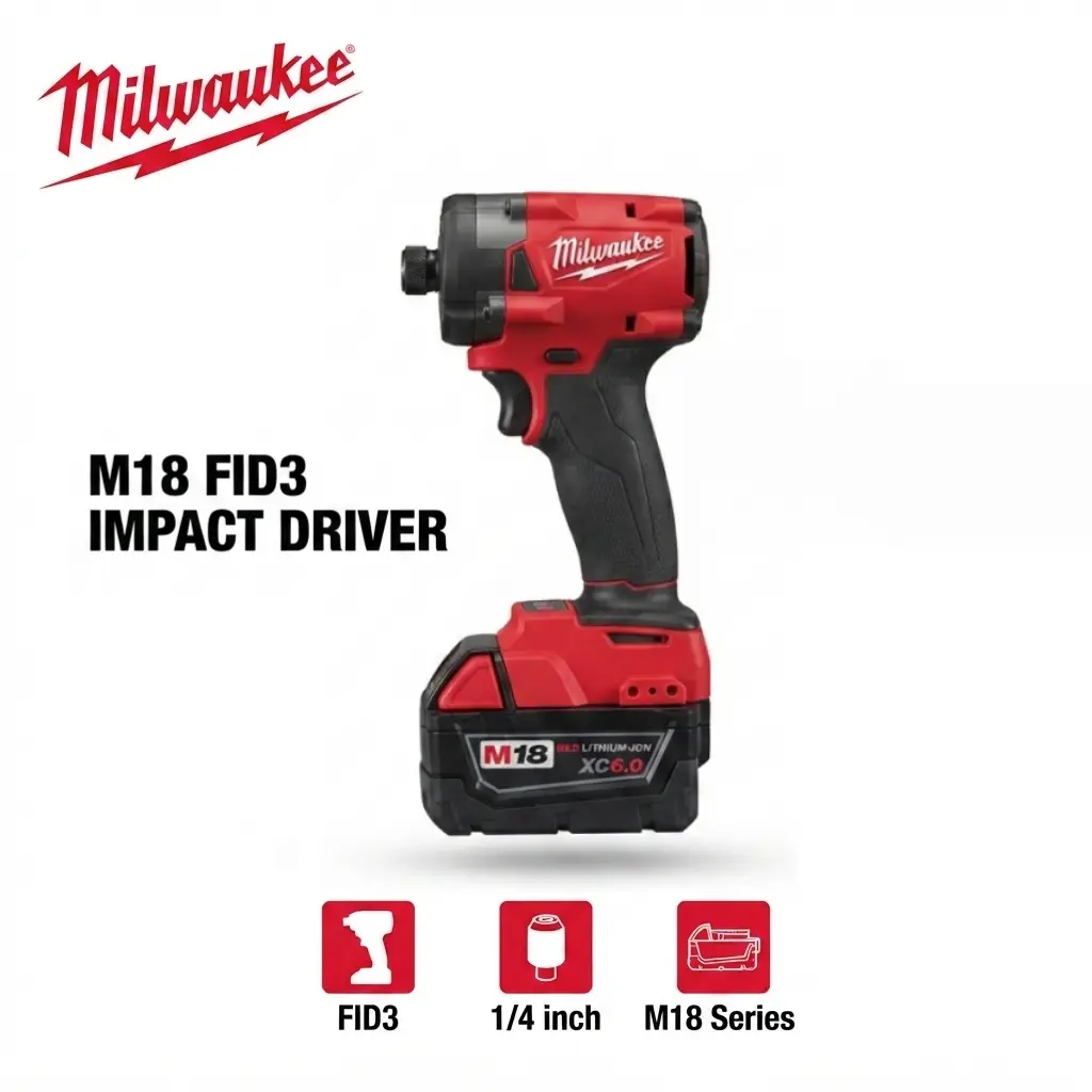 Milwaukee M18 FID3 1/4 Inch Hex Handheld Impact Driver Precision Fastening Woodworking Electrical Plumbing Construction Site