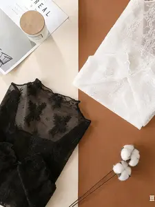 Women's 2pcs Long Sleeve Mesh Inner Layer , Sexy Sheer Design, Lace Base Layer