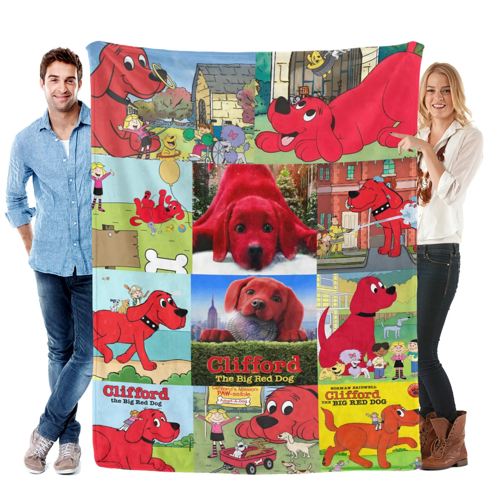 Clifford The Big Red Dog Cartoon Pattern Soft Cozy Blanket - Giant Cuddly Throw, Stain-Resistant, Machine Washable, Modern Kids' Bedding for Storytime Snuggles, Children's Gift