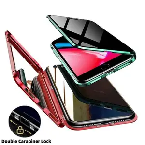 Double-Sided Buckle Anti-Peeping Privacy Magnetic Case For iPhone 16 E 17 Air 15 14 13 Mini 12 Pro Max Plus With Lens Protection