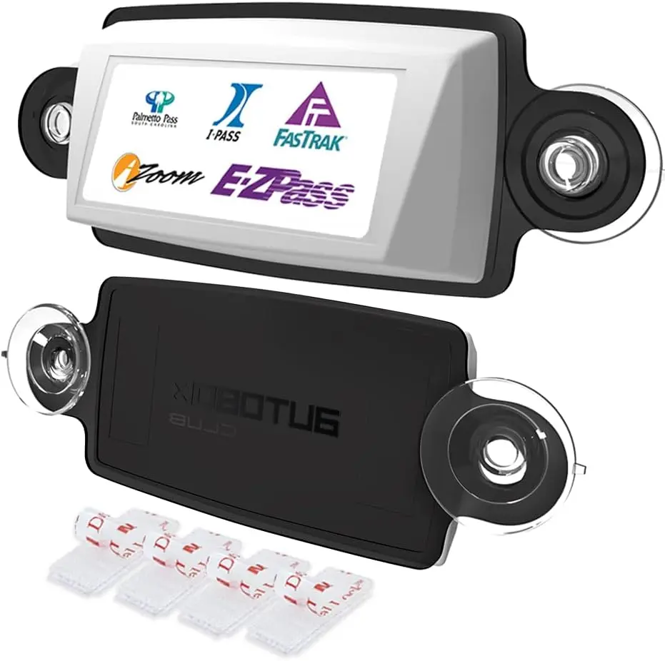 EZ Pass Holder, IPass Holder/Fits Most US States/Toll Pass Windshield Mount/Easy Install and Remove/with 4pcs Toll Pass Mounting Strips/UV-Protective (Black, 1 Pack)