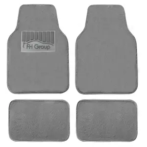 FH GROUP Doe16 Faux Rabbit-Inspired Fur Non-Slip Car Floor Mats - Full Set, Gray, Fits Most Vehicles