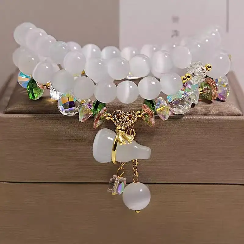 Crystal & Cat's Eye Wrap Bracelet