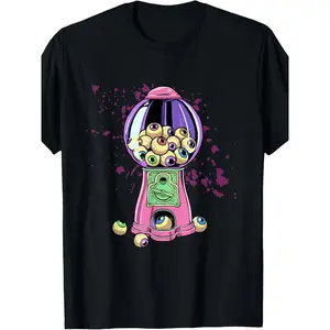 Weirdcore Gumball Shirt Bubble Gum Machine Eyeball Dreamcore T-Shirt | Same Style for Men And Women, 2025 Summer, Short-Sleeved, Printed, Pure 220G, Crew Neck, Slight Stretch, Regular Fit, Vintage Style, Drawing Pattern.