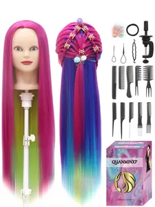 Styling Head 28 inch Training Mannequin Head Practice Mannequin Head Synthetic Hair Hairdressing Head, Come with 10 Combs and DIY Set