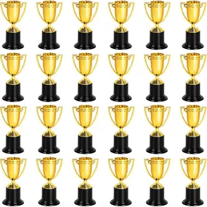 Mini Trophies, 4 Inch Mini Gold Award Trophy Cup, Plastic Gold Award Trophy Cups, Golden Award Trophy Cups Set for Sports, Party Favors, Tournaments, Competitions