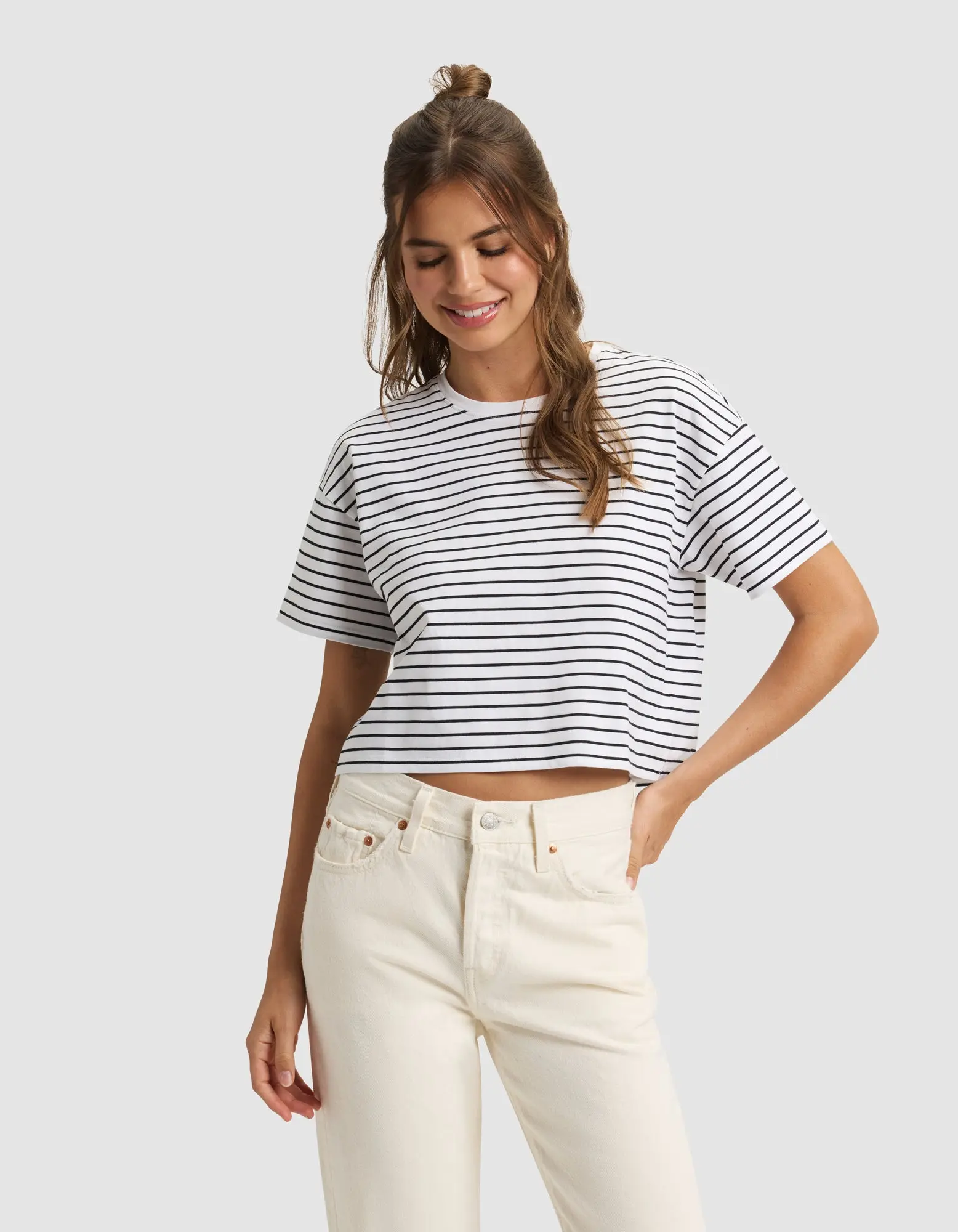 Cozy Earth Women’s All Day Cropped Tee | Lightweight Cotton Crop T-Shirt with Relaxed Fit