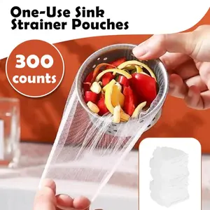 300 Counts Disposable Dishwashing Sink Drain fine mesh strainer Mesh Bag, has excellent stretchability for easy use