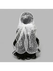Malay Middle East spring summer new fashion embroidered lace design headscarf triangle scarf versatile waist decoration veil women Boho Style Scarf Casual Soft Scarf Scarf Head Wrap