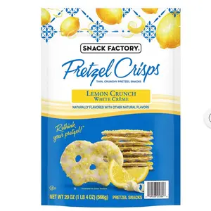 Snack Factory Pretzel Crisps Lemon Crunch White Creme Thin Crunchy Pretzel Snacks 20 oz Naturally Flavored with Other Natural Flavors