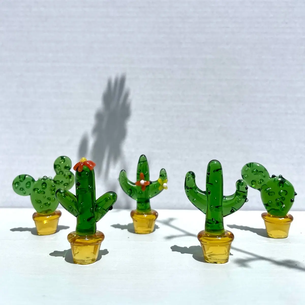 Handmade mini glass cactus flower Glass Cactus, handmade glass potted plants, mini glass succulent, fused glass succulent, cactus lovers