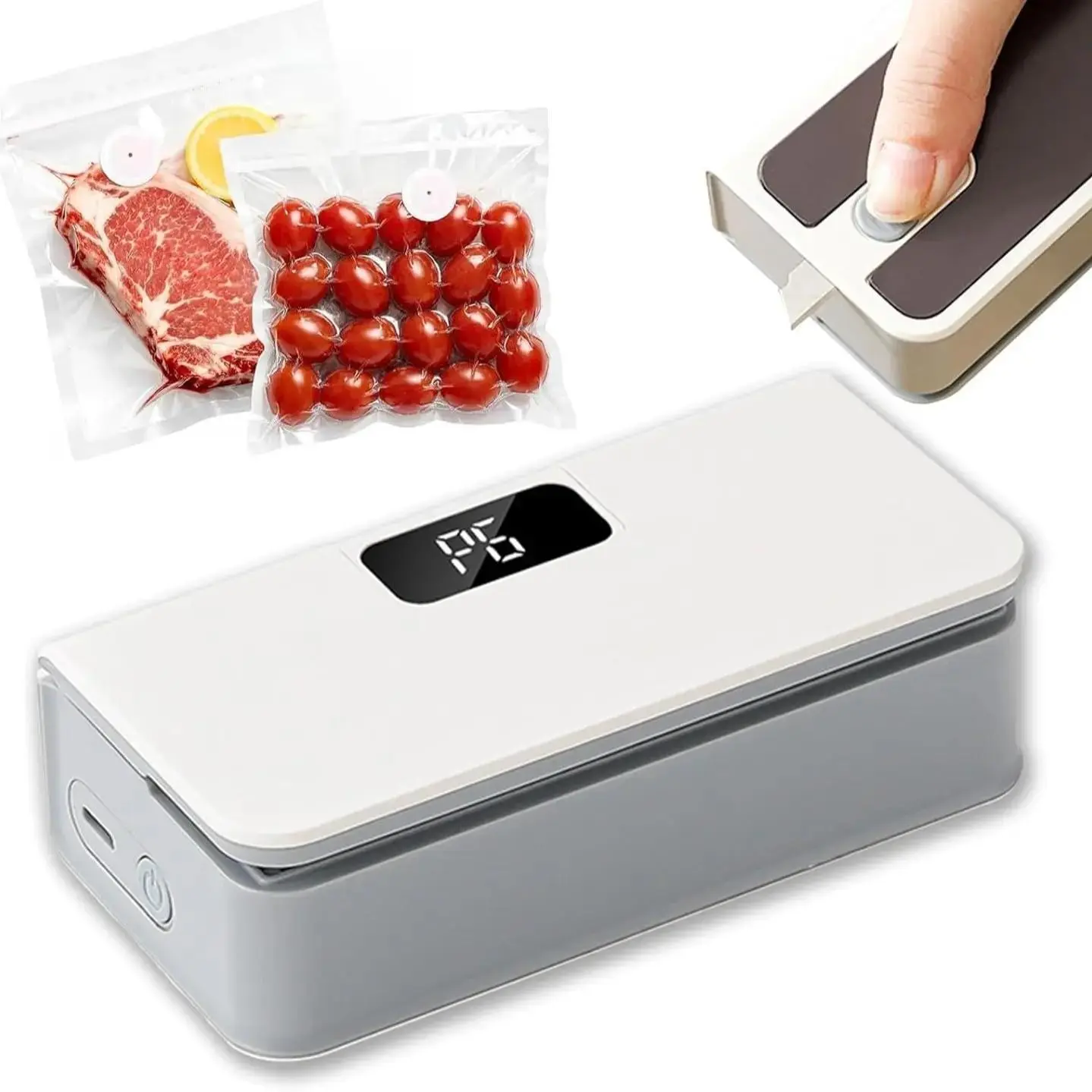 Portable Rechargeable Food Sealer - 1600mAh ABS Plastic Compact Sealing Machine with Bag Cutter, for Snacks, Coffee Storage, Ideal for Home, Camping