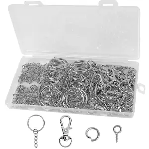 145 PCS Metal Swivel Hooks, 35 PCS Lobster Claw Clasps and 35 PCS Keychain Rings, Silver Key Chain Hooks for Key Chain Clip Lanyard, Jewelry Making, Art Crafts, Key DIY Crafts
