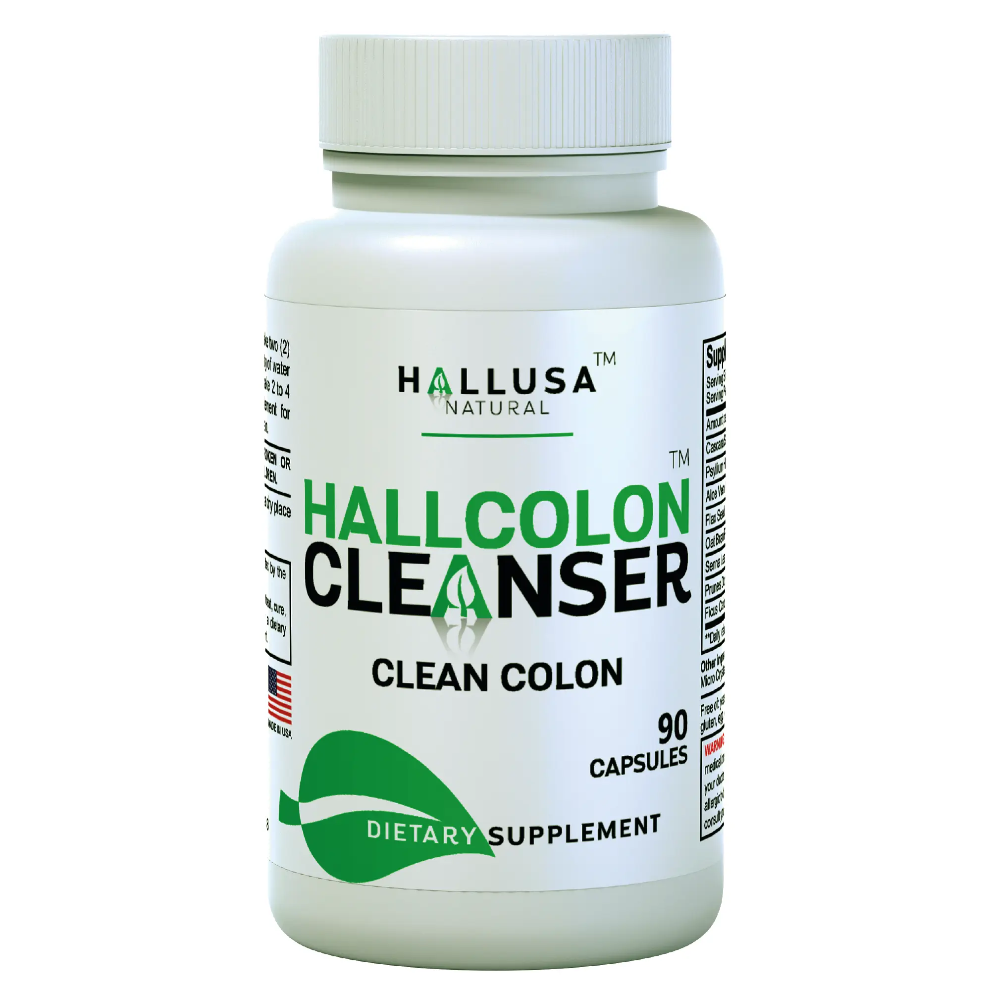 HALLUSA NATURAL Organic Hallcolon Cleanser Dietary Nutrition Supplement Capsules, 90-Capsule 14-Days Daily Detox Cleanse Supply, Sugar-Free, Gluten-Free, Detox Supplements for Toxin Flushing & Gut Digestive Wellness Support