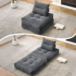 MONVANE Folding Sofa Bed, Fold Out Chair Bed with Pillow, Convertible Sleeper Chair for Living Room/Small Spaces, Foldable Lazy Sofa Bed Floor Chair, Comfy Corduroy Couch Bed