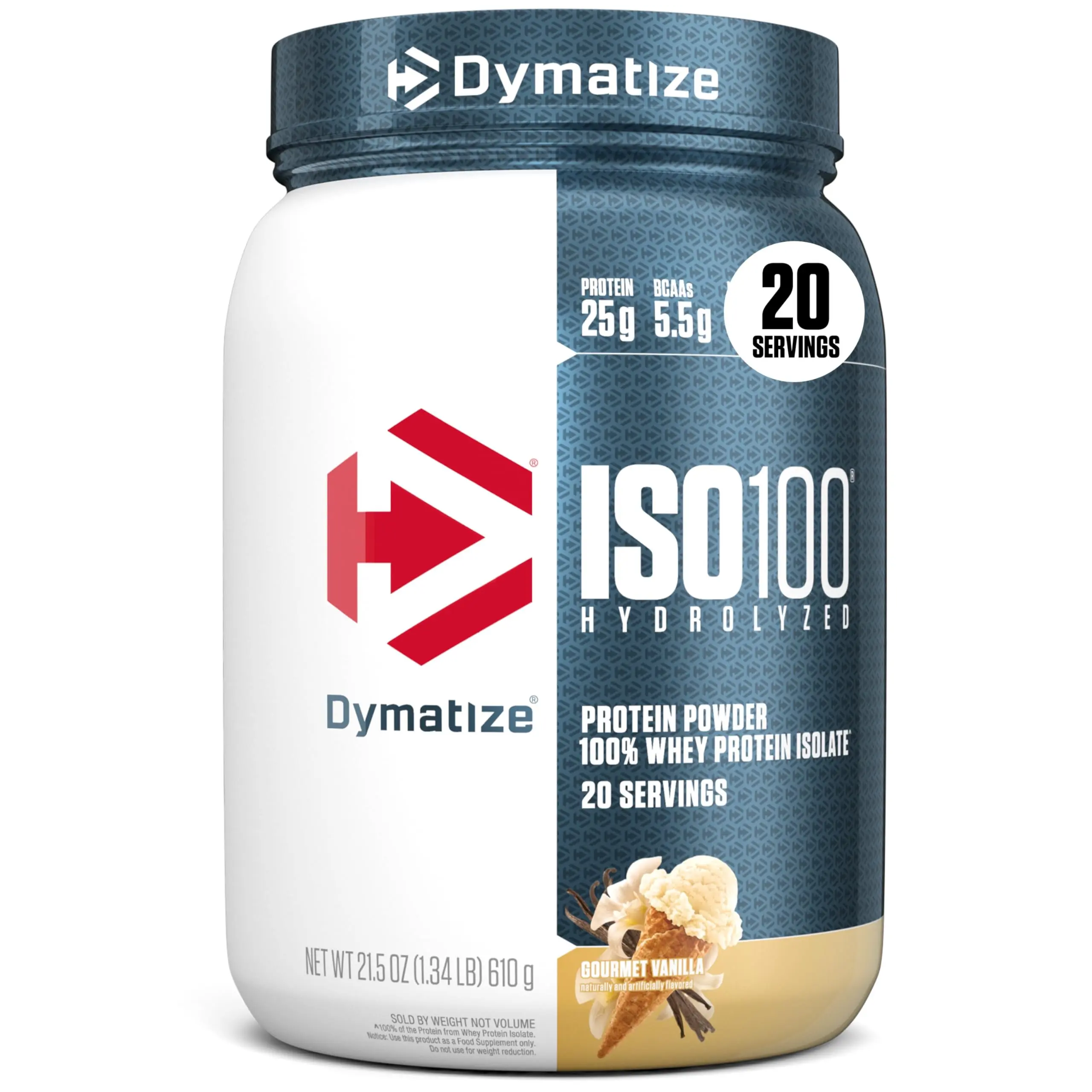 Dymatize ISO100 Hydrolyzed Whey Protein Powder - Gourmet Vanilla, Sucralose-Free Premium High Protein Nutrition Supplement for Adults, Fitness Support, Muscle Boost Recovery, Smooth Consumption, High Protein Supplement, Protein Fitness Supplement
