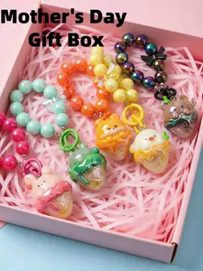 Mother's Day Gift Box Cute Animal Keychain, Surprise Ice Cream Charm, Valentine's Day Couple Car Key Ring, Multifunctional Bag Accessory