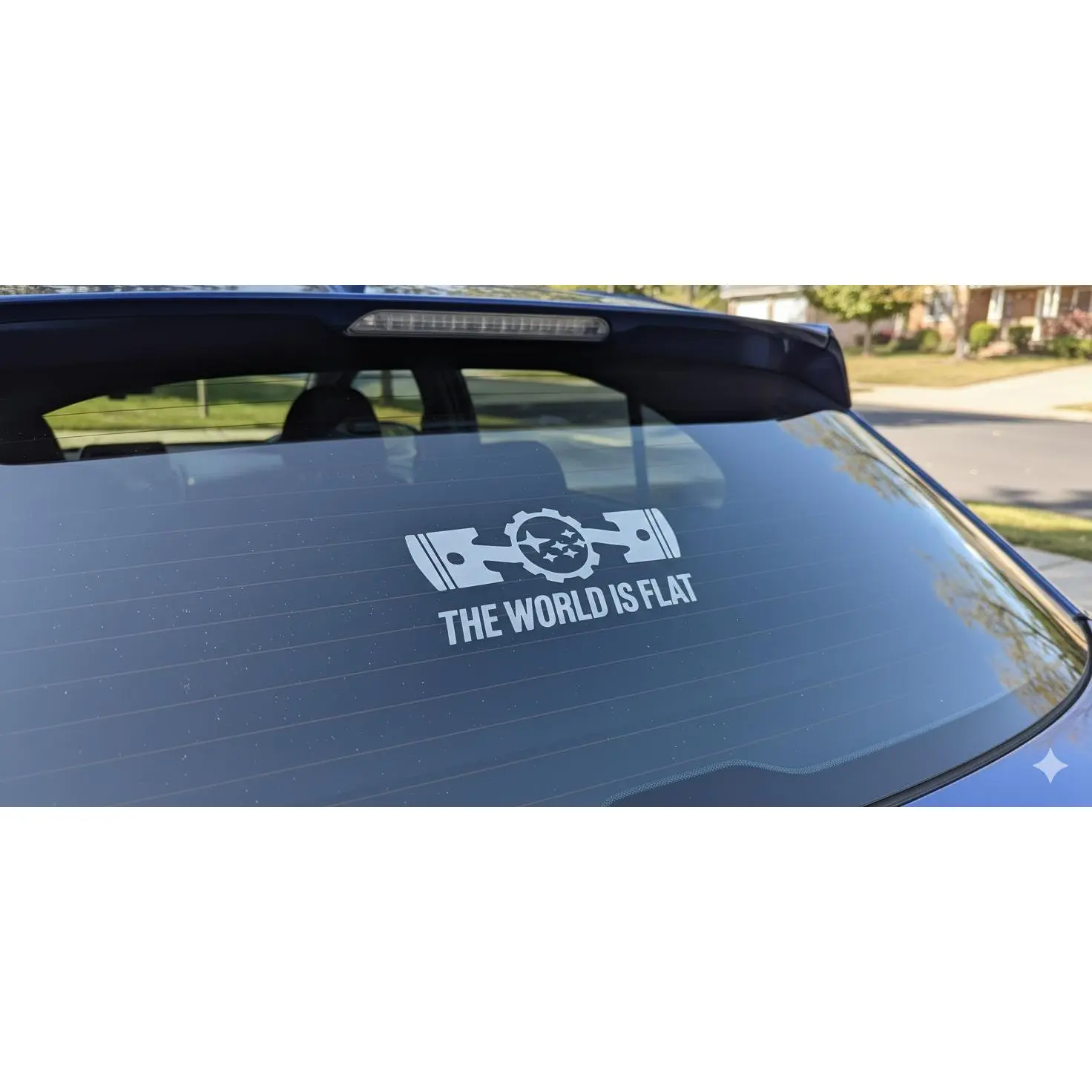 The World Is Flat Subaru Sticker - Custom Piston & Gear Vinyl Decal
