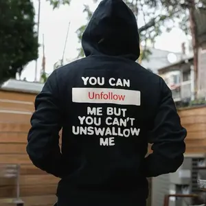 YOU CAN UNFOLLOW ME Black Print Hoodie