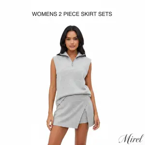 [HOT] Womens 2 Piece Skirt Sets Summer Sleeveless Half Zip Sweatshirt Athletic Skorts Tennis Outfits Casual Sweatsuits with Built-in Shorts, Buttery Soft Fabric for Active Lifestyle #SpringStatements
