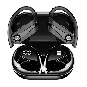 Wireless Earbuds, Sports Bluetooth Headphones, 80Hrs Playtime Ear Buds with LED Power Display, Noise Canceling Headset, IPX5 Waterproof Earphones for Workout/Running(Black)