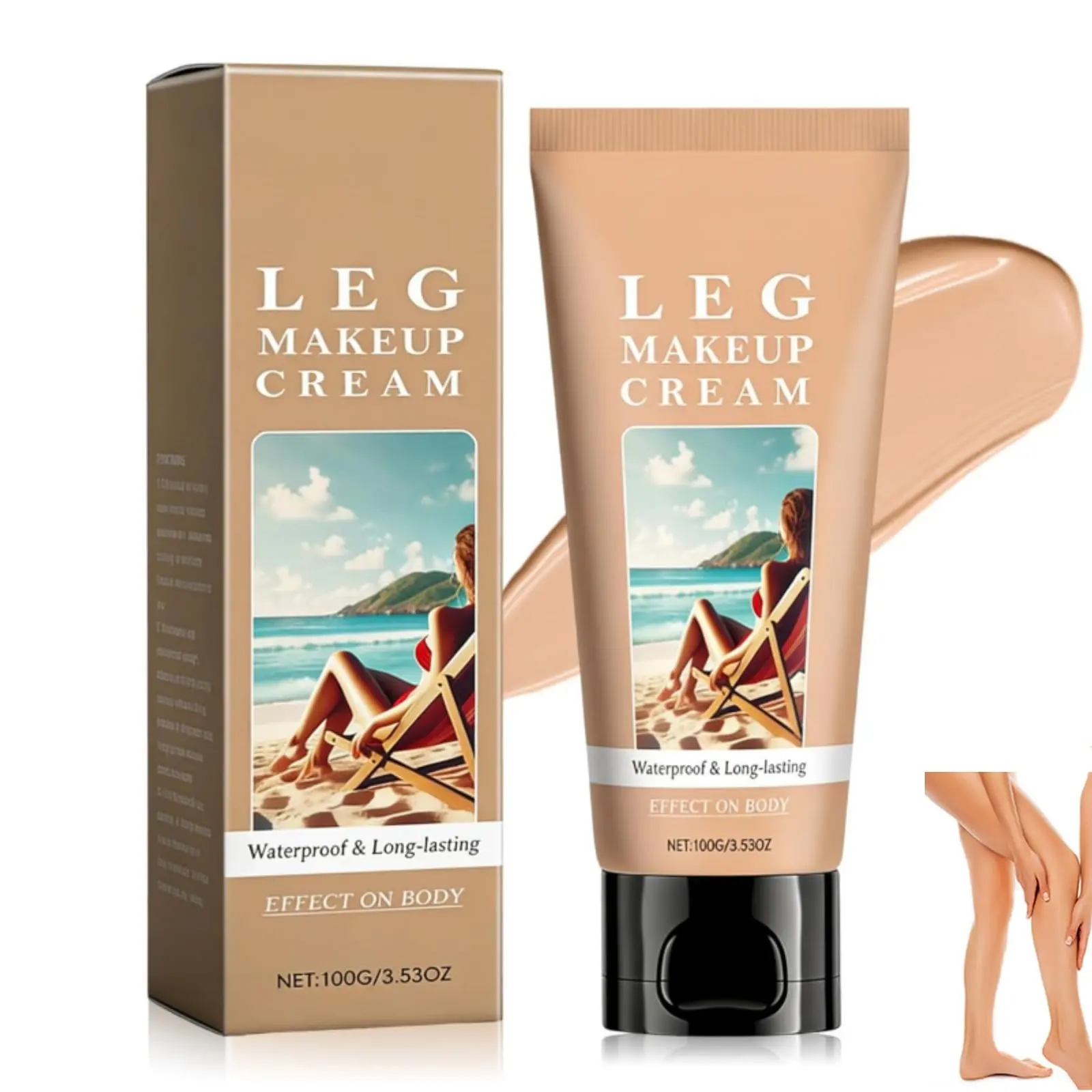 Leg Makeup Cream, Waterproof Full Coverage Foundation, Conceal Tattoos & Blemishes for Beach/Party, 100g, Perfect for All Women