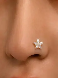 Women's Fashion Star-Shaped Synthetic Zircon L-Shape Nose Stud, Nose Piercing Jewelry, Vintage Elegant Style, Unique Simple Design, Perfect for Daily Wear