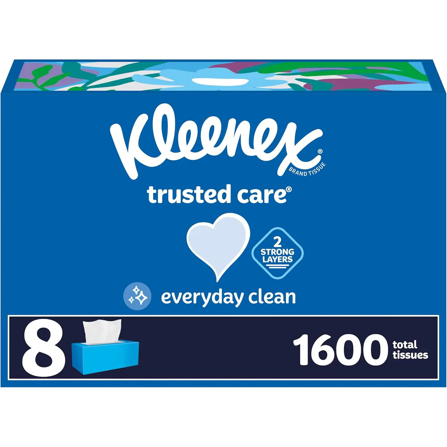 Kleenex Trusted Care Facial Tissues, 8 Flat Boxes, 200 Tissues per Box, 2-Ply, Packaging May Vary