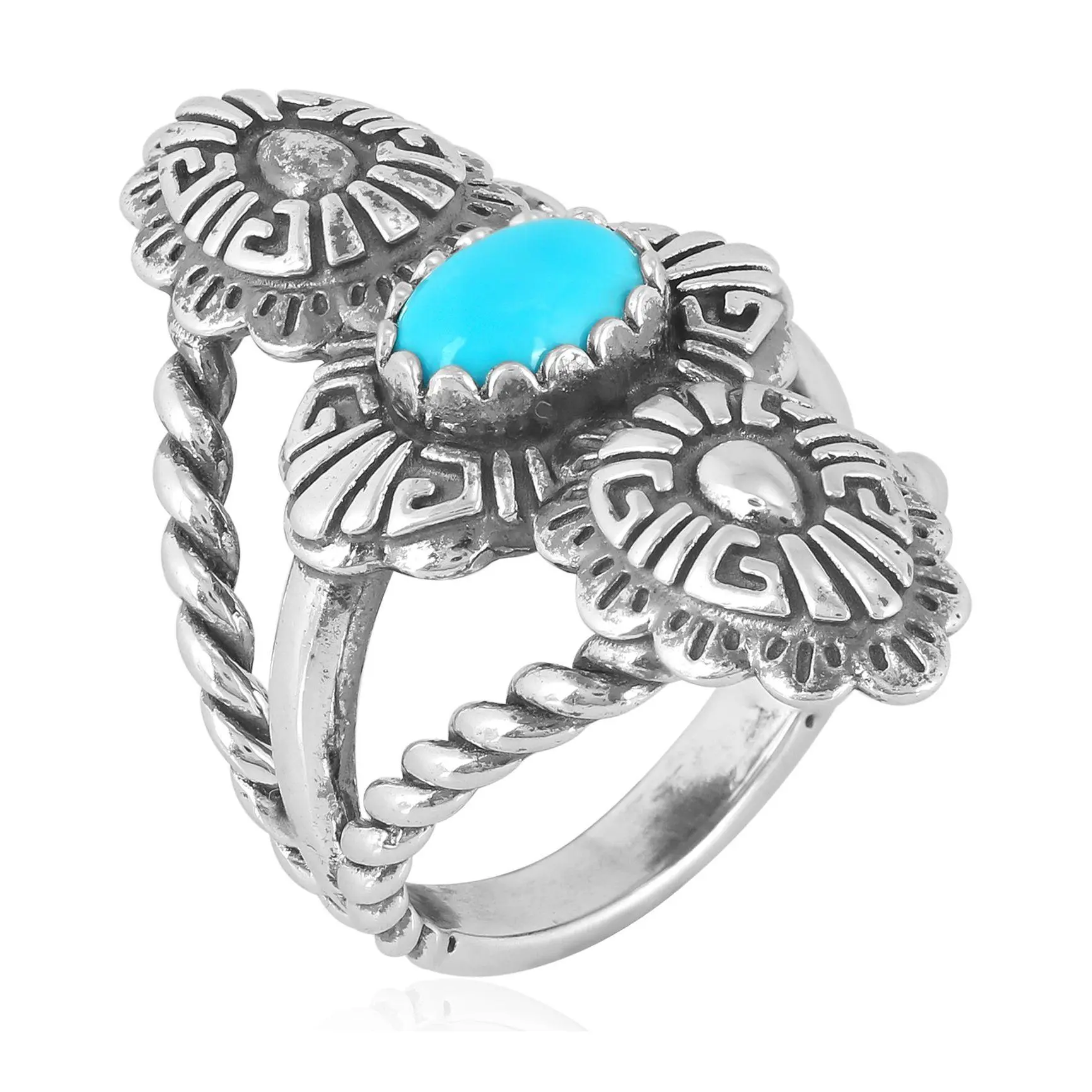 American West Sterling Silver Elongated Turquoise Ring