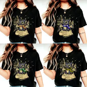 Comfort Colors Toothless School Shirt, Night Dragon in Red, Green, Blue, Yellow Robes, Fantasy House Tee for Cozy Wizard Aesthetic Fans , Casual Cotton