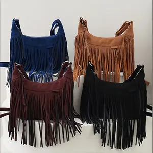 Vintage Tassel Hobo Bag Bohemian Crossbody Shoulder Purse Grunge Chic Women Trendy Retro Fringe Bag Fashion Forward Essentials