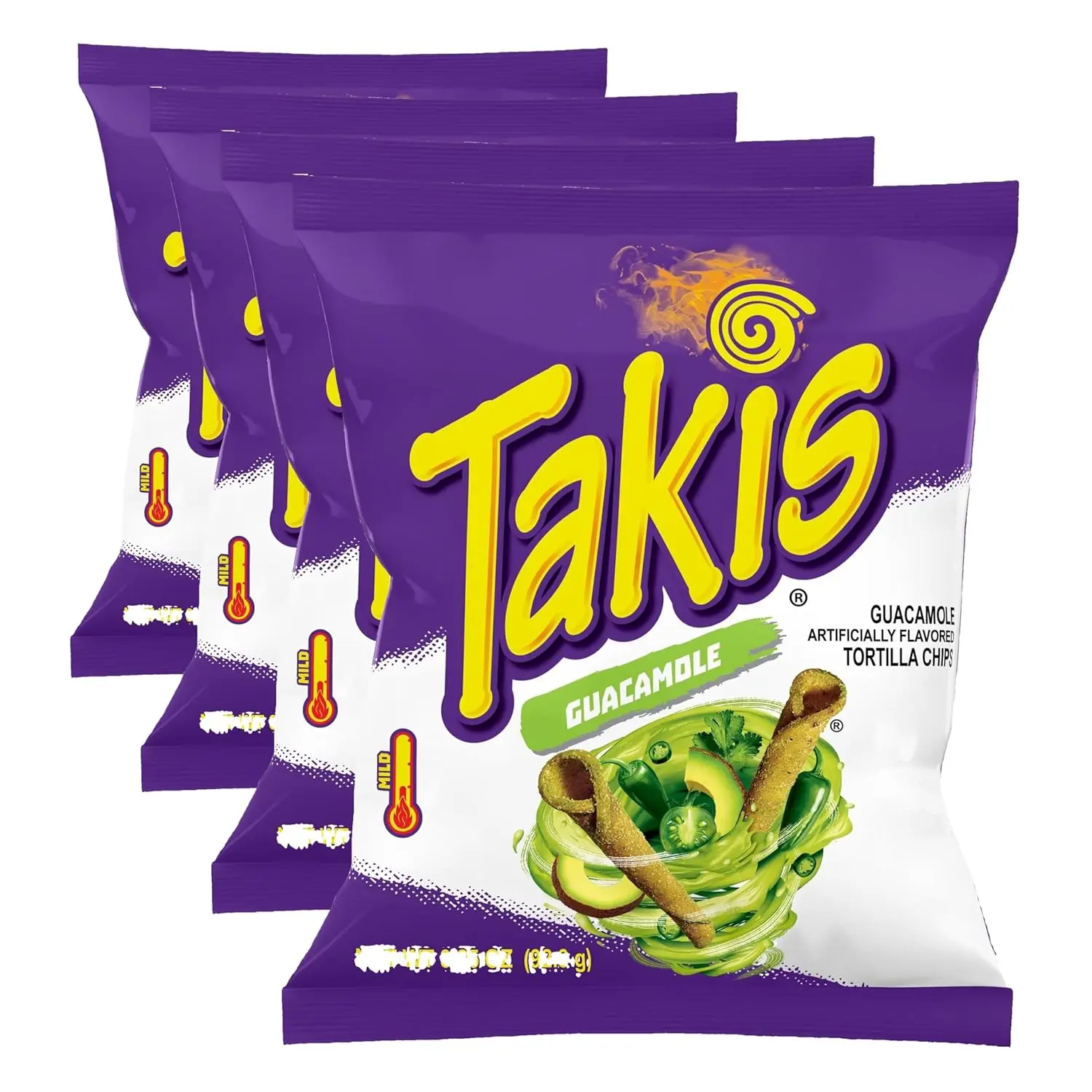 Takis Guacamole Flavored Rolled Tortilla Chips Snack Size Bag (Pack of 4)