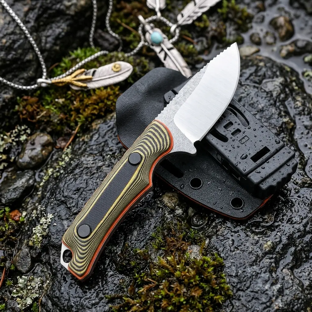 BM 15017 Fixed Blade EDC Knives, Outdoor Gadgets with Kydex Sheath - Razor Sharp 8Cr13MoV Steel, Durable G10 Handle, Lightweight for Camping & Hiking