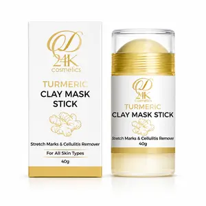 D'OR 24K Silky Smooth Calming Turmeric Clay Mask Stick - Brightening, Firming, Texture-Refining, (40G), Leave On Deep Cleansing Glow Skin Nourishing