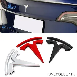 1Pcs Car 3D Metal Badge Decal Trunk Auto Body Window Side Decoration Logo Sticker Accessories For Tesla Model 3 Model S Model X Model Y Cybertruck Roadster SpaceX Stylish Car Merch