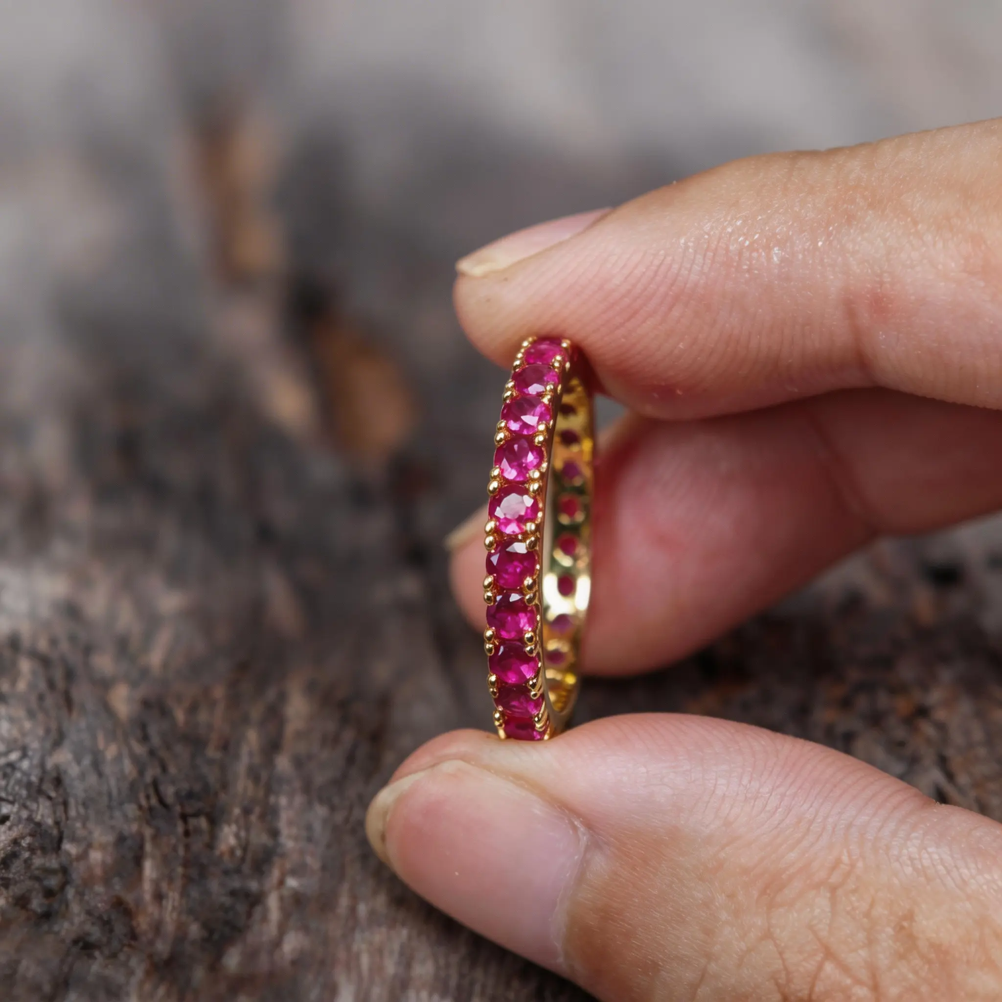 Women's Elegant Ruby Red July Birthstone Ring - Bezel Setting Ring, Fashion Costume Jewelry Statement Piece, Birthstone Rings, Bezel Setting Rings