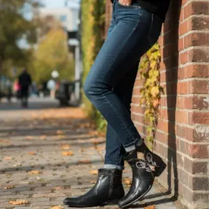 Men’s Square-Toe Ankle Boots with Embroidered Design & Side Zipper