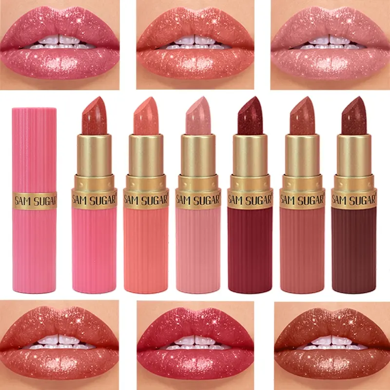 Velvet Highly Pigmented Glam Metallic Lipstick with 3D Metallic Shine, Glossy Makeup, Nourishing & Smooth, No Grainy Texture, Natural Fine Sparkle Glitter Finish, Glow Lip, Cosmetic