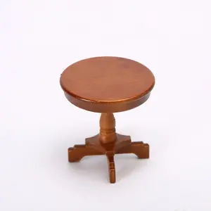 1pc 1:12 Dollhouse Mini Furniture Model, Wooden Miniature Furniture, Tea Table, Square Round Walnut Color, Dollhouse, Cute Small Coffee Table, Gift